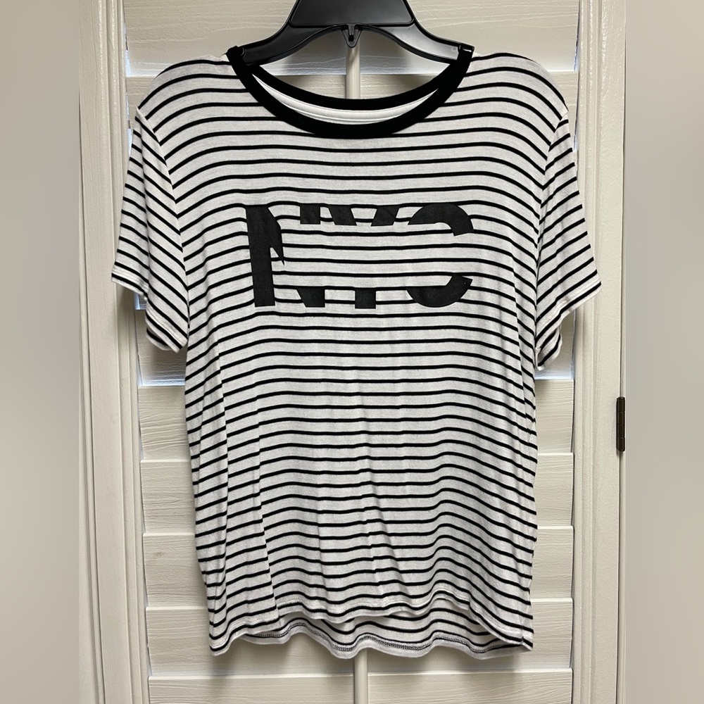 Abercrombie Black and White Striped NYC Tee - Size S